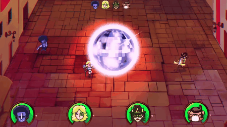 Disco of Thrones, four players fighting under a disco ball